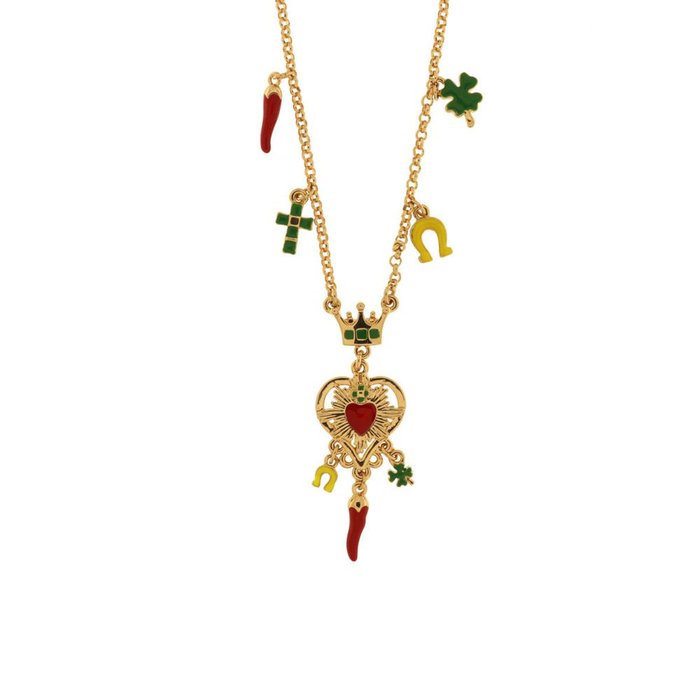 Metal Necklace with Sacred Lucky Symbols