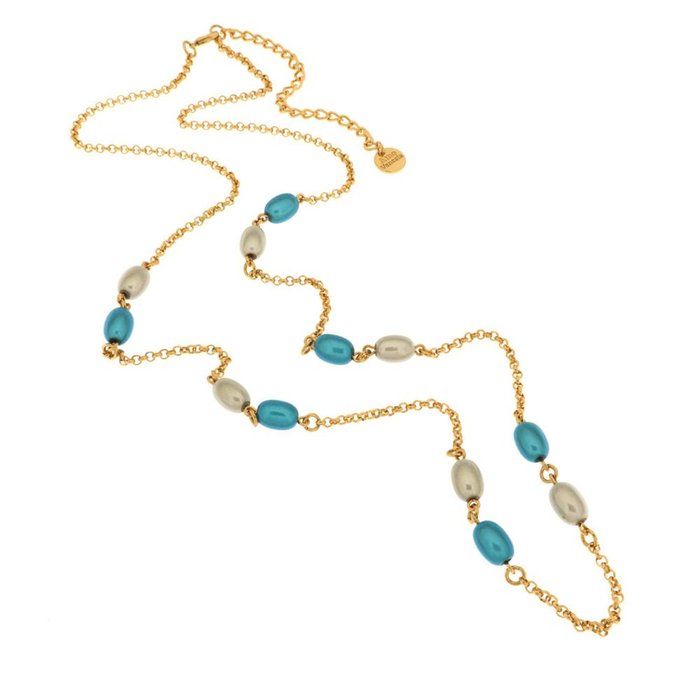 Collier en métal avec cristaux bleus inspiré du verre de Murano