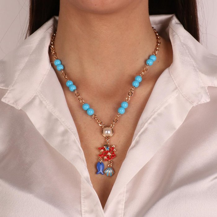 Collana in Metallo con pendenti colorati