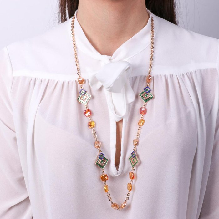 Collier en métal avec cristaux inspiré du verre de Murano