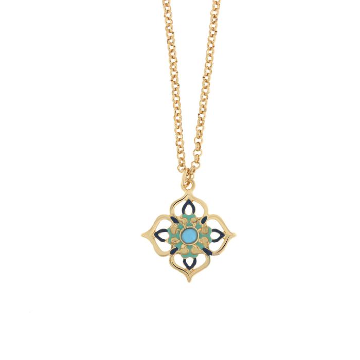 Collana in Metallo con croce di Malta colorata