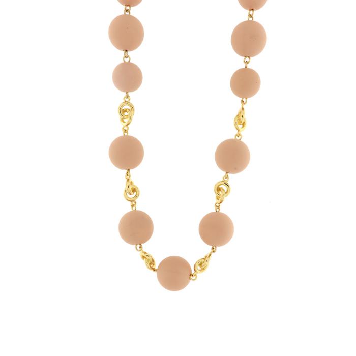 Collier en métal avec pierres rose blush