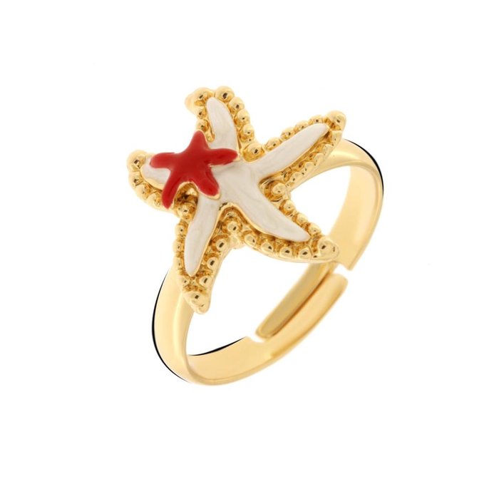 Anello in Metallo con stella marina e smalti colorati