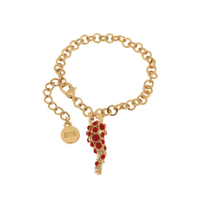 Bracelet en métal avec corne centrale et cristaux