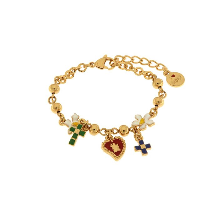 Bracelet en métal avec Sacré-Cœur et Croix
