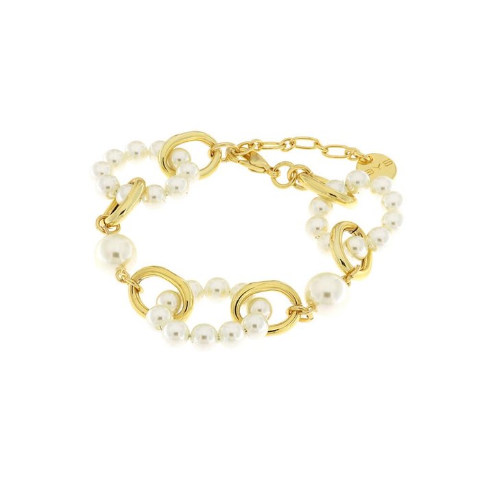 Bracelet en métal avec perles circulaires entrelacées
