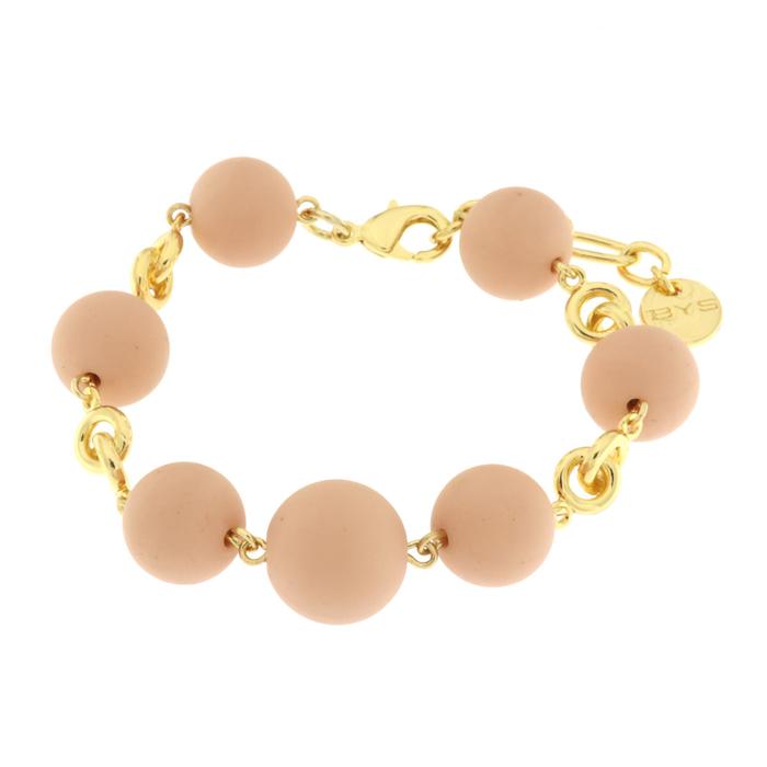 Bracelet en métal avec pierres rose blush