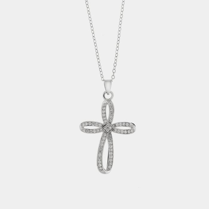 Collier croix en argent 925 avec zircone transparente
