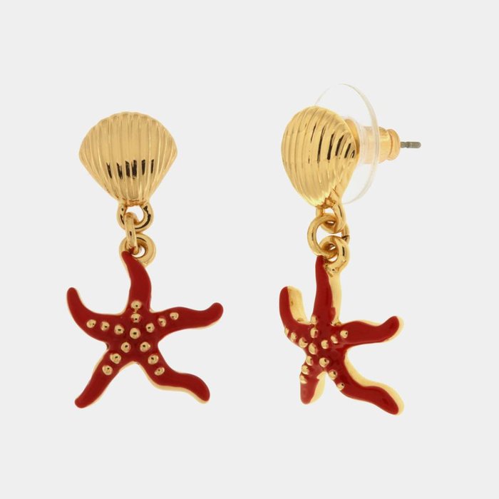 Boucles d'oreilles en métal étoile de mer rouge