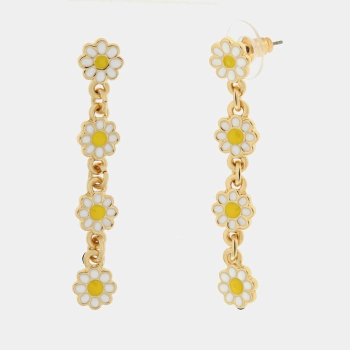 Boucles d'oreilles en métal avec margjerite pendante