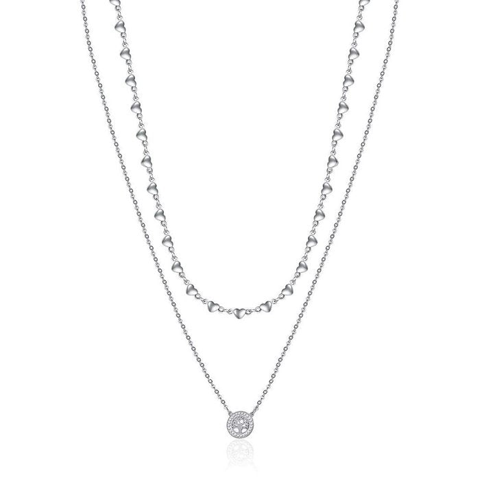 WOMEN'S STEEL NECKLACE WITH TREE OF LIFE AND WHITE CRYSTALS
