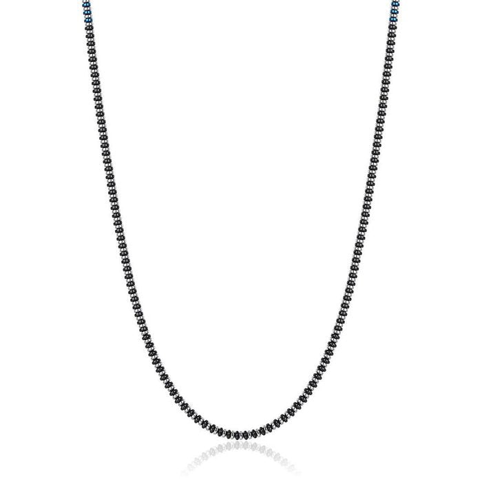 MEN'S NECKLACE IN STEEL WITH BLACK HEMATITE AND SILVER