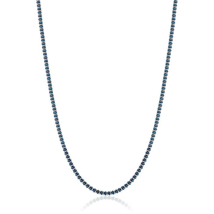 MEN'S NECKLACE IN STEEL WITH BLUE HEMATITE AND SILVER