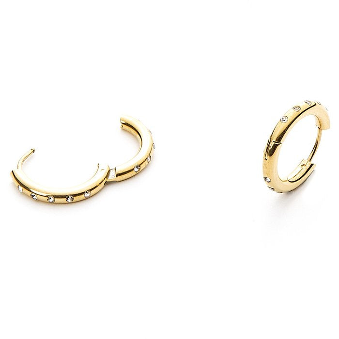 Boucles d'oreilles créoles laminées et zircones