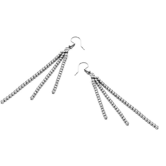 Boucles d'oreilles tennis à 3 rangs en zircone blanche