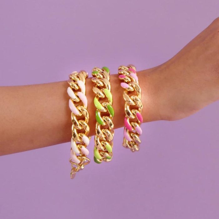 Bracelet groumette en émail vert