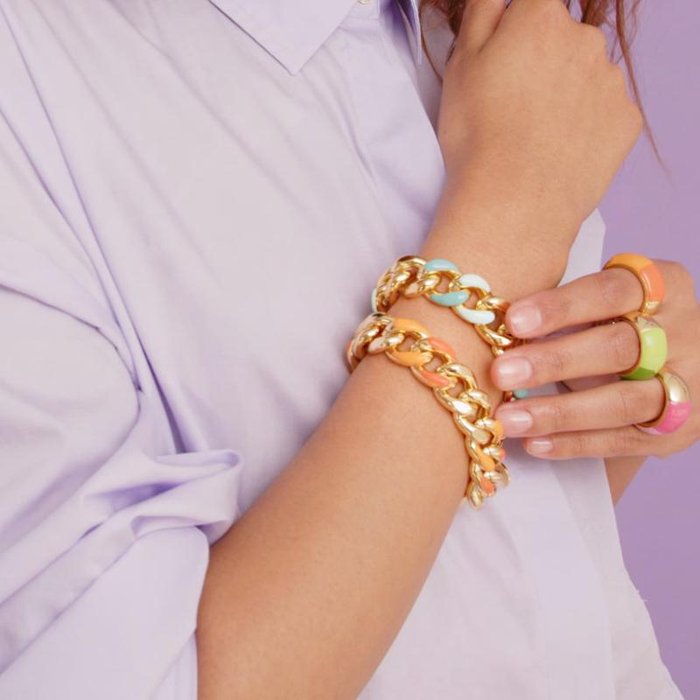 Bracelet Groumette en émail bleu