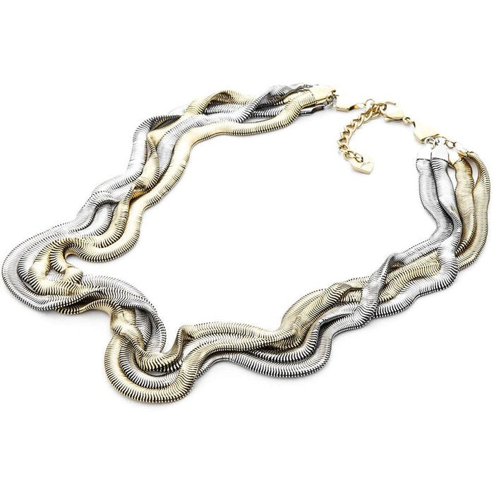 Collier chaîne serpent bicolore à 4 brins