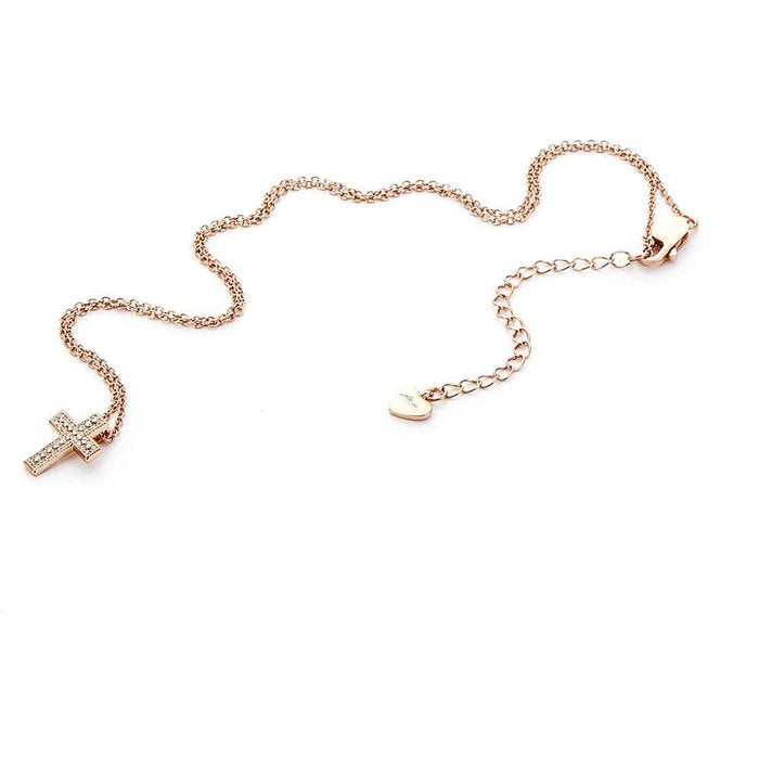 Collier Croix Rose en Zircone