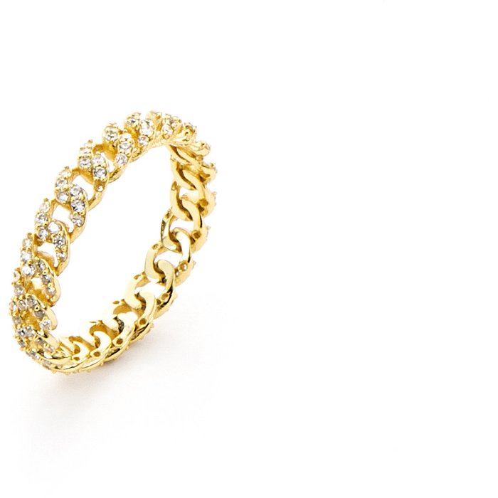 Bague laminée maille plate zircone