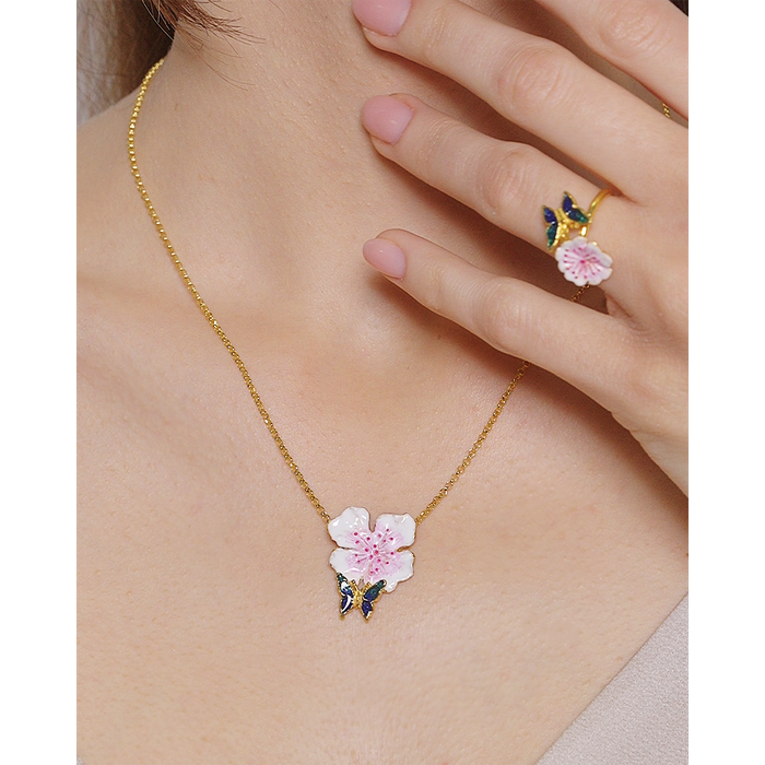 Bague Papillon/Fleur de Pêcher